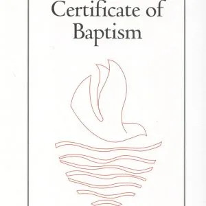 Certificate of Baptism with dove and water symbols