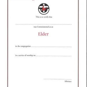 Blank Elder certificate with UCA logo