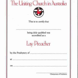 Blank Lay Preacher certificate with UCA logo