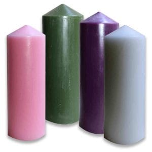 Pillar candles with pointed tops