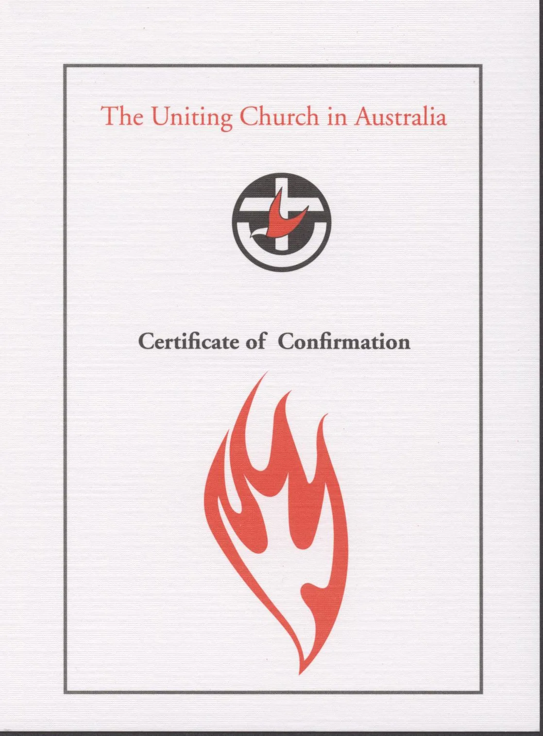 Certificate of Confirmation with UCA logo and red flame