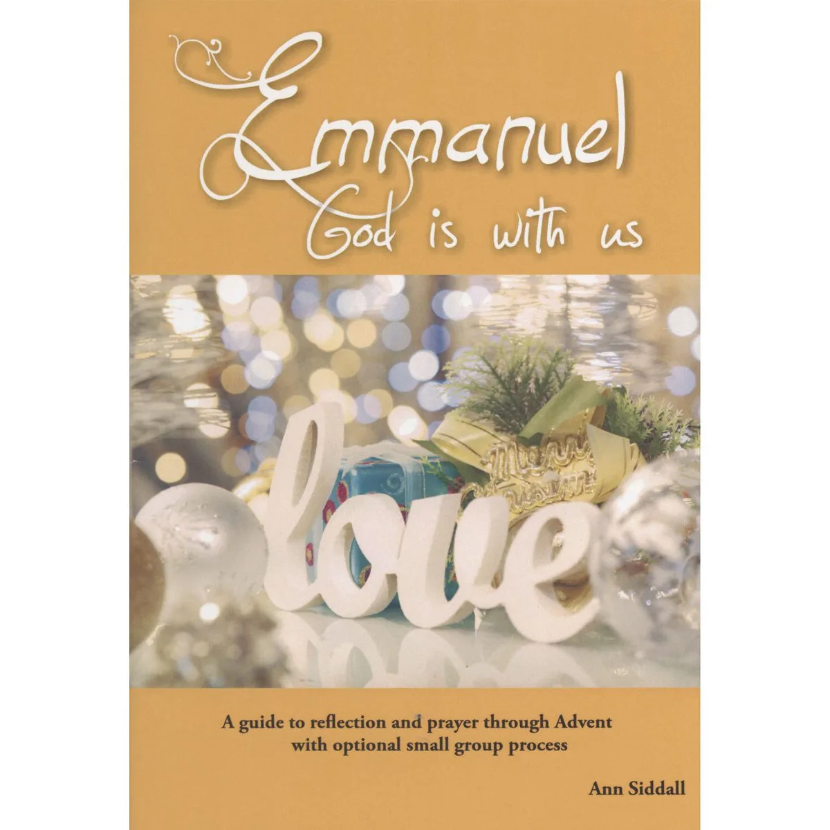 Emmanuel: God Is with Us book cover with Christmas decorations and the word “love”