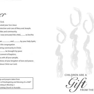 Blessing of a Child certificate with prayer and family illustration