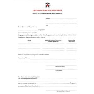 Blank UCA Letter of Commendation and Transfer form
