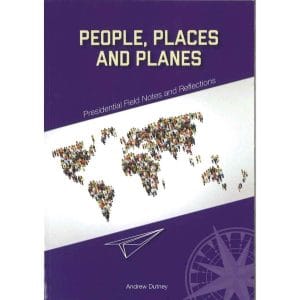People, Places and Planes book cover with a world map formed by people