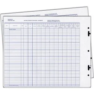 Blank UCA cash book payment transaction sheets