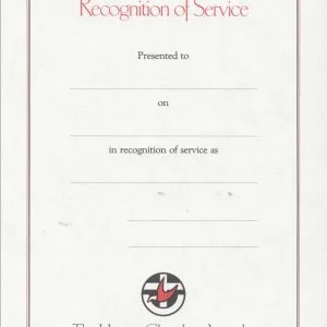 Blank Recognition of Service certificate with UCA logo