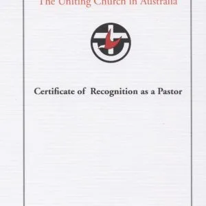 Blank Certificate of Recognition as a Pastor with UCA logo