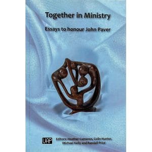 Together in Ministry book cover with an abstract sculpture on blue fabric